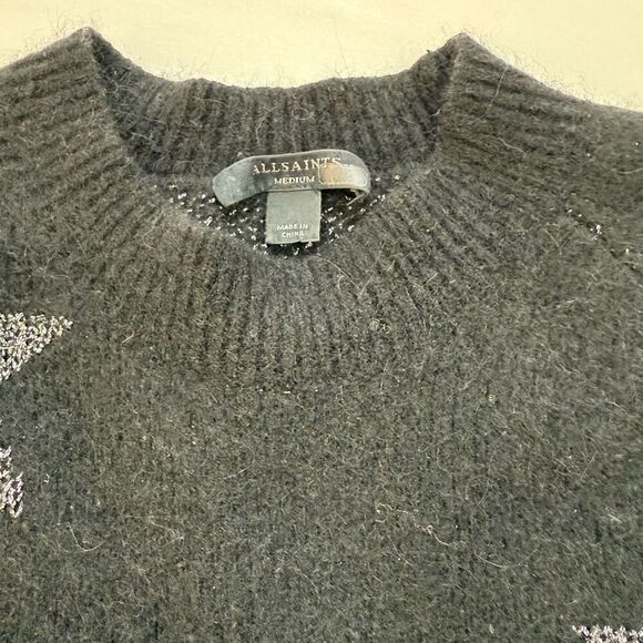 AllSaints Metallic Star Alpaca & Wool Blend Sweater Medium - Picture 9 of 11